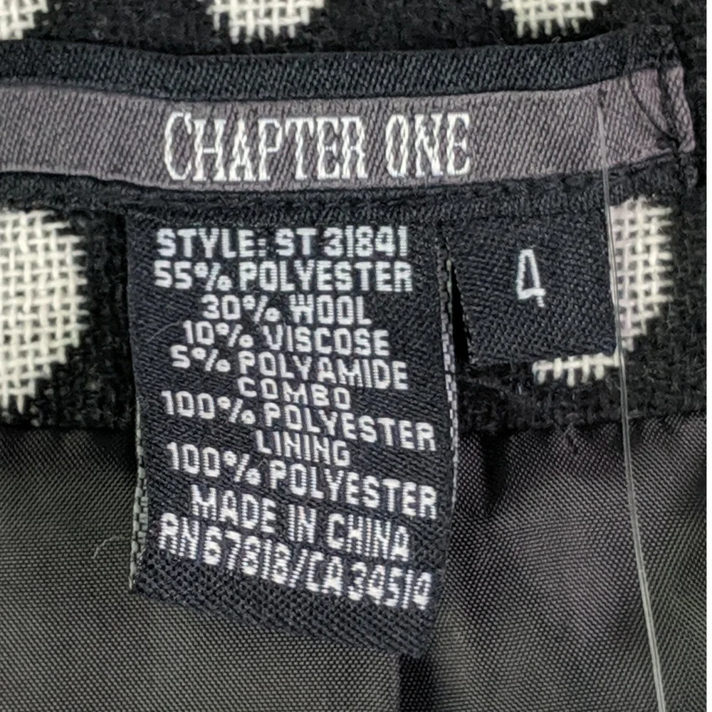 Chapter One Blazer Jacket‎ Womens 4 Black White Polka Dot Business Career Preppy